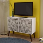 Rack Com Pés Palito 02 Portas Bpp 61 Branco/adesivo/pinhão -