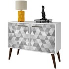 Rack Com Pés Palito 02 Portas Bpp 61 Branco/adesivo/pinhão -