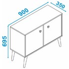 Rack Com Pés Palito 02 Portas Bpp 61 Branco/adesivo/pinhão -