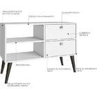 Rack Com Pés Palito Para Sala De Estar 02 Gavetas Bpp21 Branc
