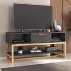 Rack Com Prateleira Nature Preto