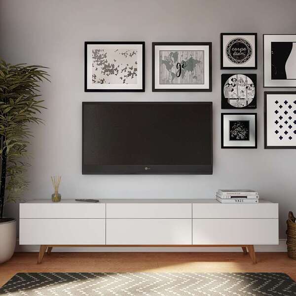 Rack Coventry I 3 Gv Branco Acetinado 218 Cm