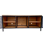 Rack De Madeira E Ferro - Modelo Industrial Com 2 Portas De C