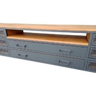 Rack De Madeira E Ferro Modelo Industrial Com 8 Gavetas - Cor