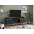 Rack De Madeira Maciça Com 2p Base Elevada Azul Petróleo