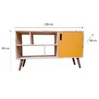 Rack De Madeira Pinus Com 1 Porta De Fórmica Na Cor Mostarda