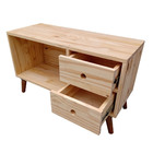 Rack de Madeira Vintage - Com 2 Gavetas, 1 Nicho Vazado e 4 P