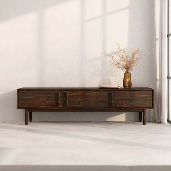 Rack De Tv 75 180 Cm Minimalista Cor Imbuia 3 Portas Tecca