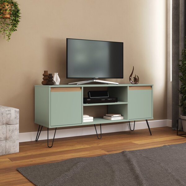 Rack De Tv Até 55 Polegadas Paris 136x62cm Verde Mar