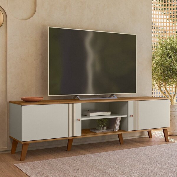 Rack Denver 180cm Para Tv Até 75 Polegadas 2 Portas Off White