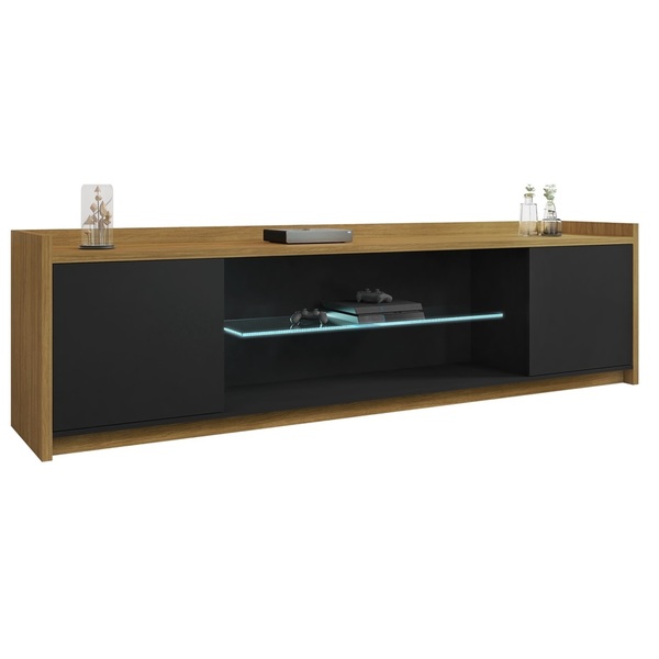 Rack Doha 2.0 Preto Fosco/cinamomo – Bechara Móveis