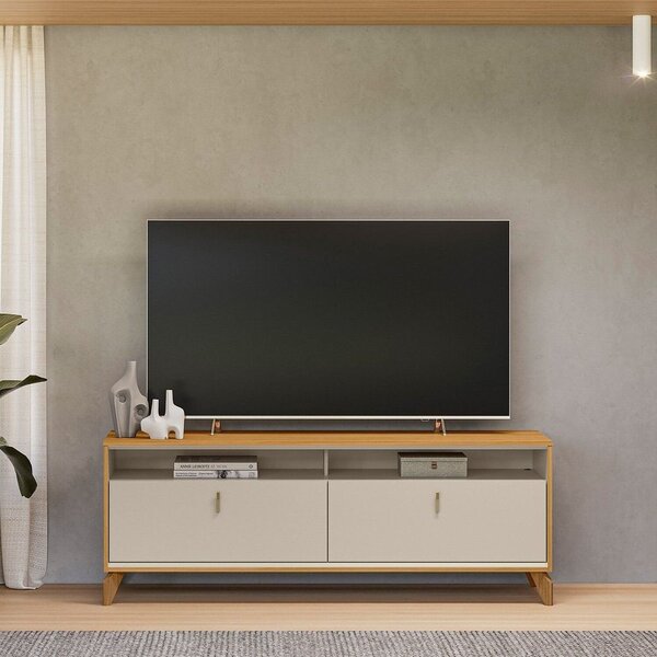 Rack Dubai Para Tv 70 Polegadas Pés Em Madeira Maciça Tauari/