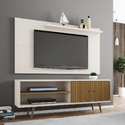 Rack E Painel Barreiro Off White Cinamomo Pintura 3d Ripada