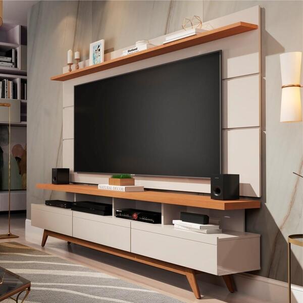 Rack E Painel Para Tv 1.8 Hamal Off White Nature