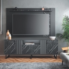 Rack E Painel Para Tv Com Prateleira Preto Grigio