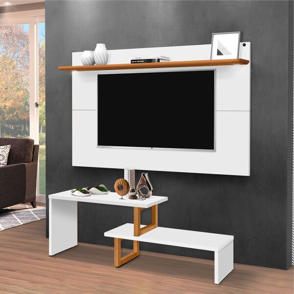 Rack E Painel Para Tv Verona 3 Portas Branco Nature