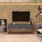 Rack Eros 2 Gavetas Com Pes De Ferro Cobre