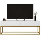 Rack Eros 2 Gavetas Com Pes De Ferro Dourado