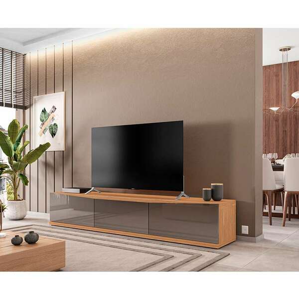 Rack Eros Cinza E Noce 220 Cm