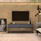 Rack Eros Estilo Industrial 140cm Sala Estar Cinza/preto