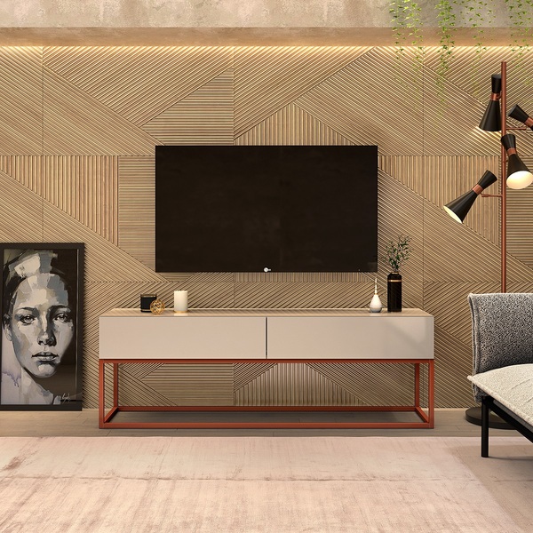 Rack Eros Para Sala De Estar Pes De Ferro - Abra Móveis