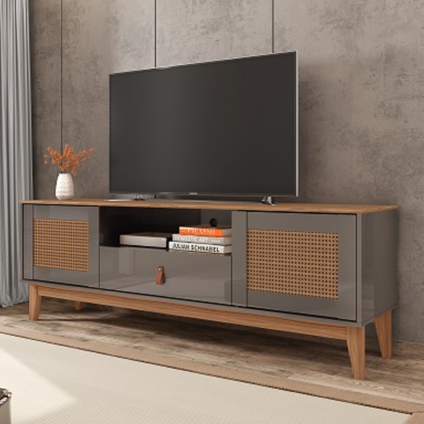 Rack Esmeralda 1.60 Cinza Perola/noce - Casa D Móveis