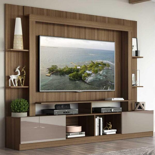 Rack Estante C/ Painel Tv 65" E 2 Portas Oslo Multimóveis Mad