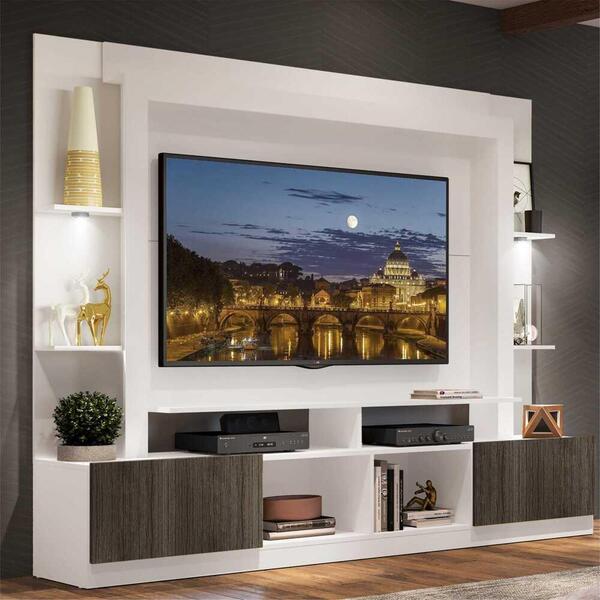 Rack Estante Tv 65" Com Leds Berlim Multimóveis Branco/teneri