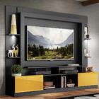 Rack Estante Tv 65" Com Leds Berlim Multimóveis Preto/amarelo