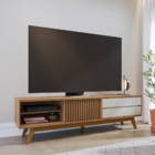 Rack Frisado Para Tvs 75" Calabria Freijó Off White Matte