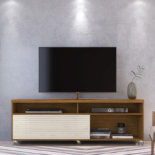 Rack Frizz Cross Para Tv De 65" Cedro Off White