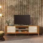 Rack Grécia 2 Portas 200cm Tv 75 Polegadas Ripado Lateral