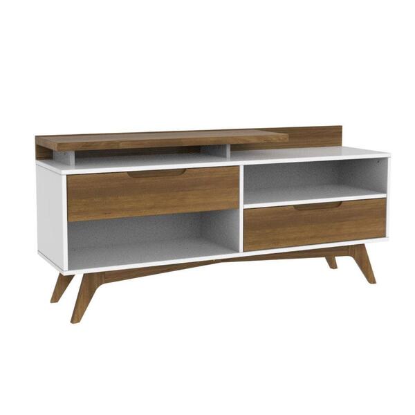 Rack Happy Com 2 Gavetas E 3 Nichos Em Madeira/mdf - Branco/