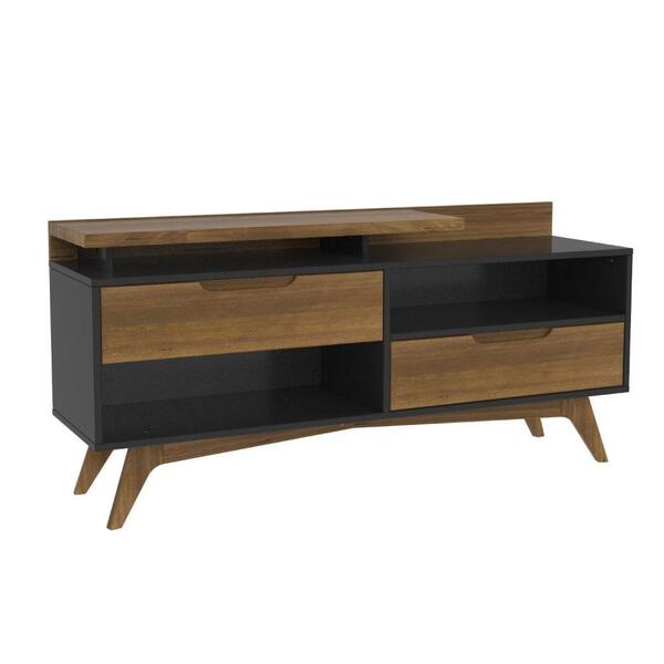 Rack Happy Com 2 Gavetas E 3 Nichos Em Madeira/mdf - Preto/g