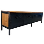 Rack Industrial De Madeira E Ferro Com 4 Gavetas - Ferro Em P