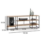 Rack Industrial Em Aço E Madeira Lisse Com 120 Cm Freijó/preto