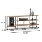 Rack Industrial Em Aço E Madeira Lisse Com 180 Cm Freijó/preto