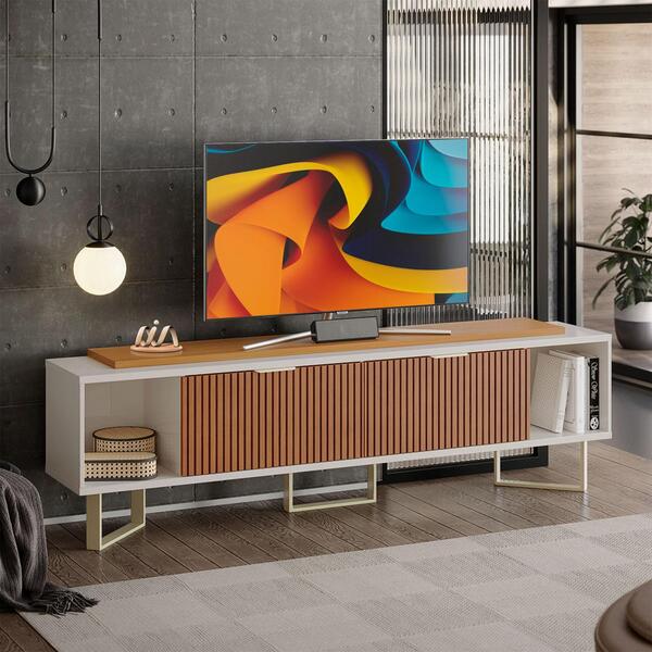 Rack Industrial Off White E Marrom Ripado Malibu 2,10 Lukaliam