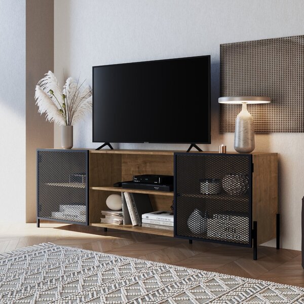 Rack Industrial Retrô Para Tv Até 70 Polegadas 2 Portas 2 Nic