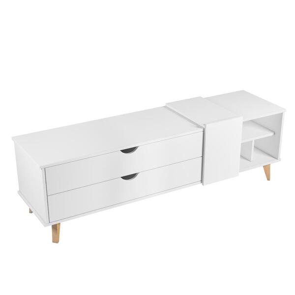 Rack Ipanema 1,50m 1 Porta 2 Gavetas E Pés Amadeirado - Branco