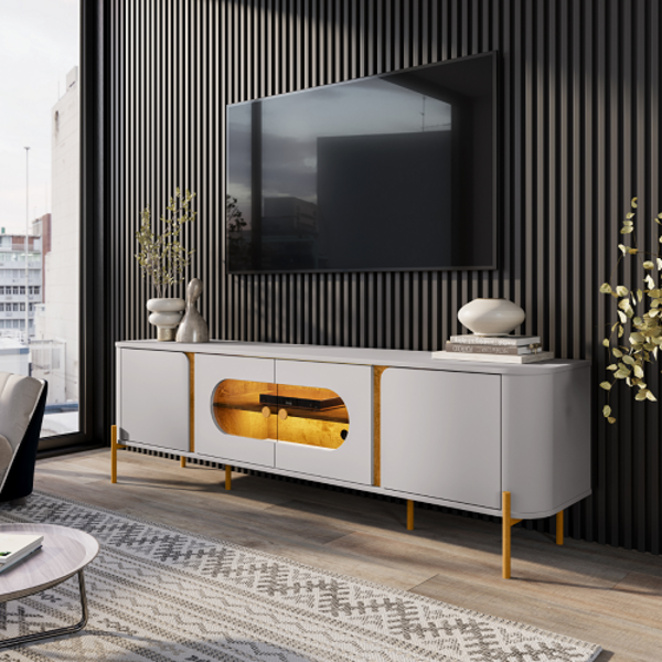 Rack Juquehy Off White/naturalle - Bechara Móveis