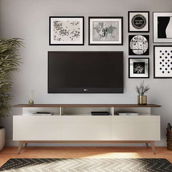 Rack Kingston Ii 3 Gv Off White Com Freijó Touch 218 Cm