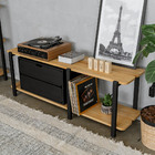 Rack Laguna Em Madeira 150cm 2 Prat - Preto E Mel