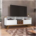 Rack Larimar Branco Com Cinamomo - Bechara Móveis