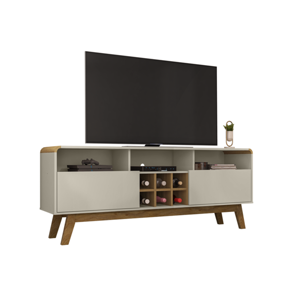 Rack Larimar Off White Com Cinamomo - Bechara Móveis