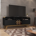 Rack Larimar Preto Fosco Com Cinamomo - Bechara Móveis