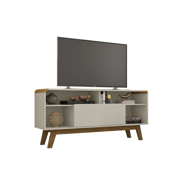 Rack Lazuli Off White/cinamomo - Bechara Móveis