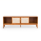 Rack Madeira Maciça 2 Portas Amêndoa