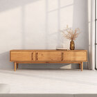 Rack Madeira Maciça Moderno Natural Pés Retos Tv 75 Freijó Te