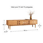 Rack Madeira Maciça Moderno Natural Pés Retos Tv 75 Freijó Te